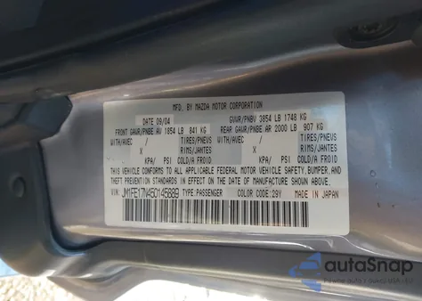 2005 Mazda Rx-8 Sport Automatic из США, поврежденный, VIN JM1FE17N450145889